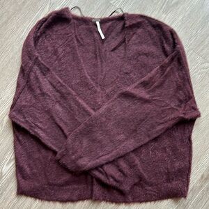 Free people slouchy maroon v neck sweater